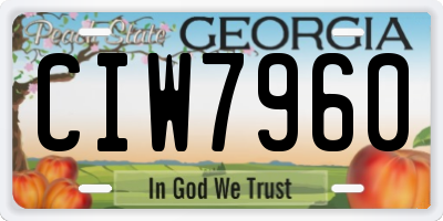 GA license plate CIW7960