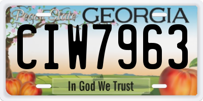 GA license plate CIW7963