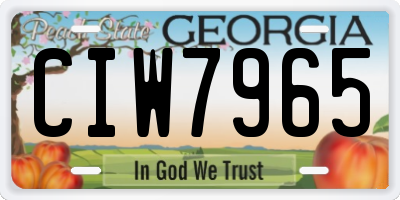 GA license plate CIW7965