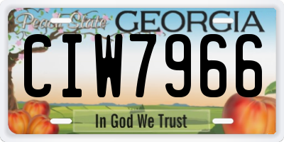 GA license plate CIW7966