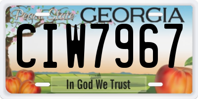 GA license plate CIW7967