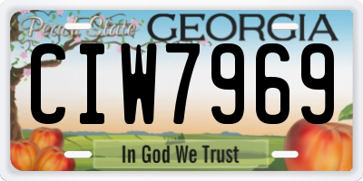 GA license plate CIW7969