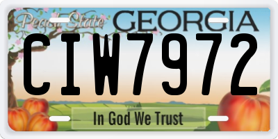 GA license plate CIW7972