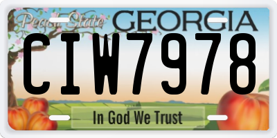 GA license plate CIW7978