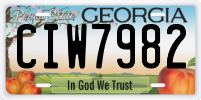GA license plate CIW7982