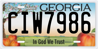 GA license plate CIW7986