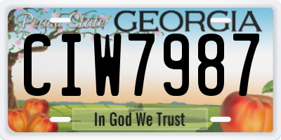 GA license plate CIW7987