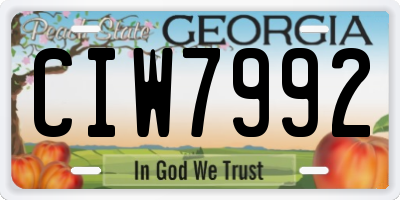 GA license plate CIW7992