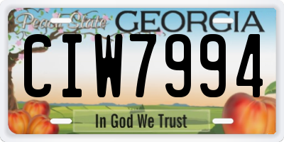 GA license plate CIW7994