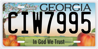 GA license plate CIW7995