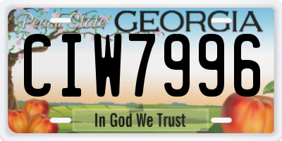GA license plate CIW7996