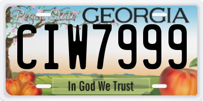 GA license plate CIW7999