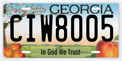 GA license plate CIW8005