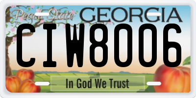 GA license plate CIW8006