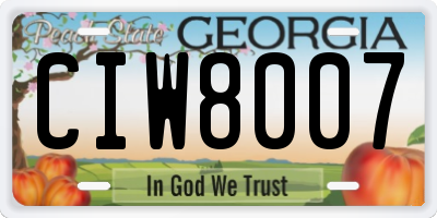 GA license plate CIW8007