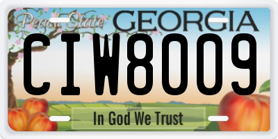 GA license plate CIW8009