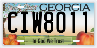 GA license plate CIW8011