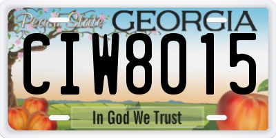 GA license plate CIW8015