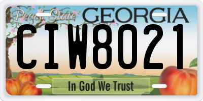 GA license plate CIW8021
