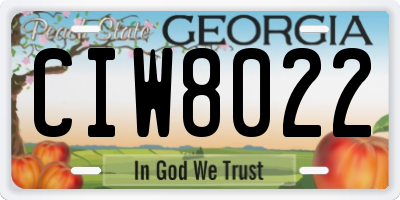 GA license plate CIW8022