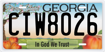 GA license plate CIW8026