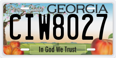GA license plate CIW8027