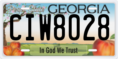 GA license plate CIW8028