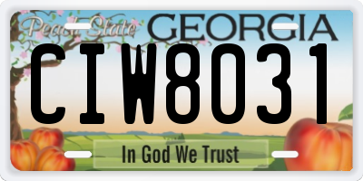 GA license plate CIW8031