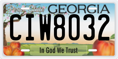 GA license plate CIW8032