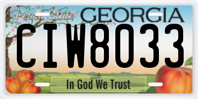 GA license plate CIW8033