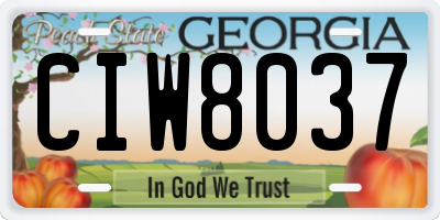 GA license plate CIW8037
