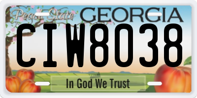 GA license plate CIW8038
