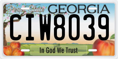 GA license plate CIW8039