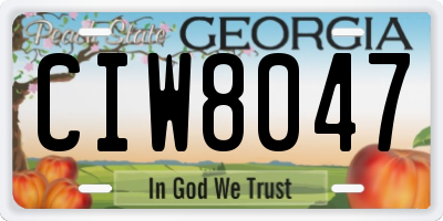 GA license plate CIW8047