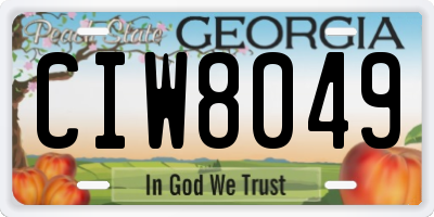 GA license plate CIW8049