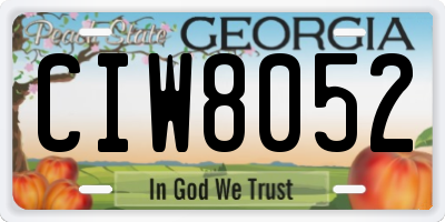 GA license plate CIW8052
