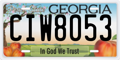 GA license plate CIW8053