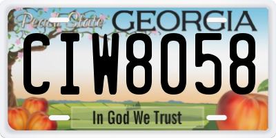 GA license plate CIW8058