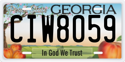 GA license plate CIW8059