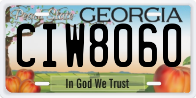 GA license plate CIW8060