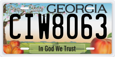 GA license plate CIW8063