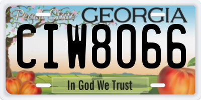 GA license plate CIW8066