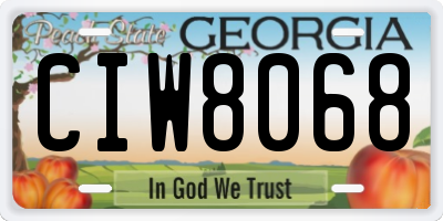 GA license plate CIW8068