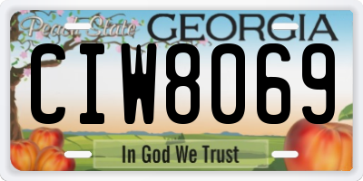 GA license plate CIW8069