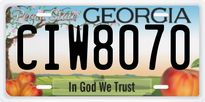 GA license plate CIW8070
