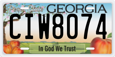 GA license plate CIW8074
