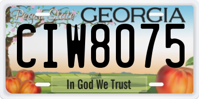 GA license plate CIW8075
