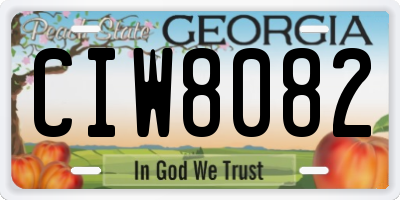 GA license plate CIW8082