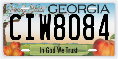 GA license plate CIW8084