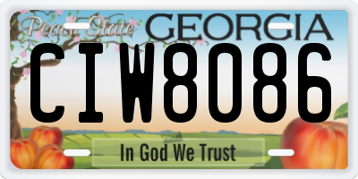 GA license plate CIW8086